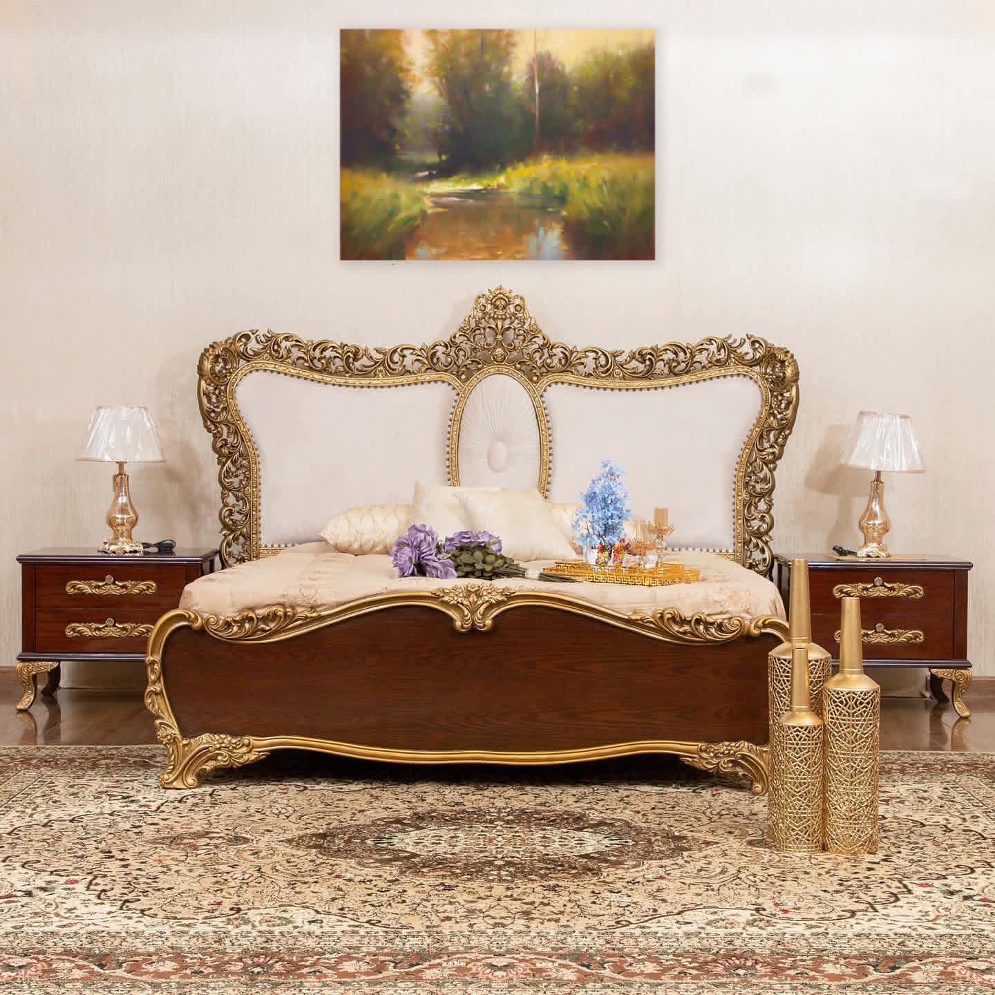 LUXURIOUS 4-PIECE BEDROOM SET: BED, 2 SIDE TABLES, DRESSER & MIRROR-FULLY CUSTOMIZABLE