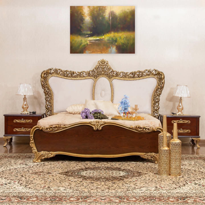 LUXURIOUS 4-PIECE BEDROOM SET: BED, 2 SIDE TABLES, DRESSER & MIRROR-FULLY CUSTOMIZABLE