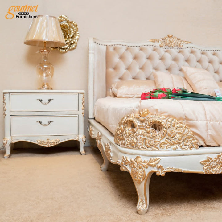 LUXURIOUS 4-PIECE BEDROOM SET: BED, 2 SIDE TABLES, DRESSER & MIRROR - FULLY CUSTOMIZED