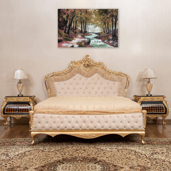 LUXURIOUS 4-PIECE BEDROOM SET: BED, 2 SIDE TABLES, DRESSER & MIRROR- FULLY CUSTOMIZABLE