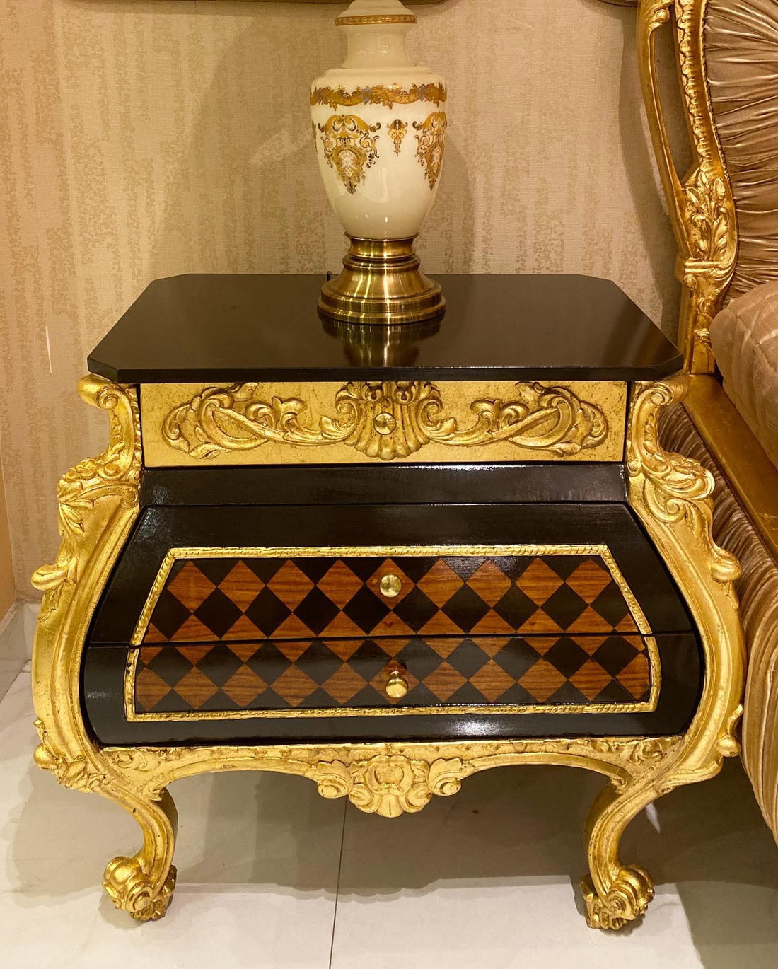 LUXURIOUS 4-PIECE BEDROOM SET: BED, 2 SIDE TABLES, DRESSER & MIRROR- FULLY CUSTOMIZABLE