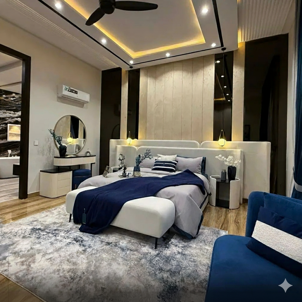 Luxurious 4-Piece Bedroom Set: Bed, 2 Side Tables, Dresser & Mirror - Fully Customizable