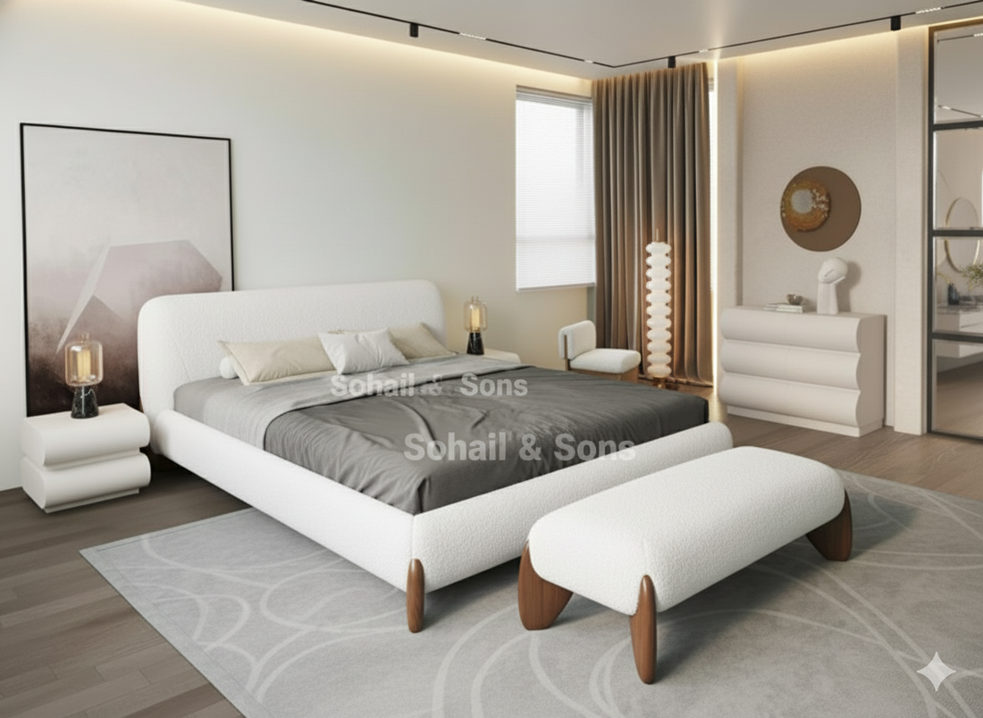 Luxurious 4-Piece Bedroom Set: Bed, 2 Side Tables, Dresser & Mirror - Fully Customizable